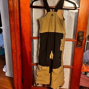 Burton Maven Snow Bib Pants Kids 5/6 olive green Insulated Front Zip